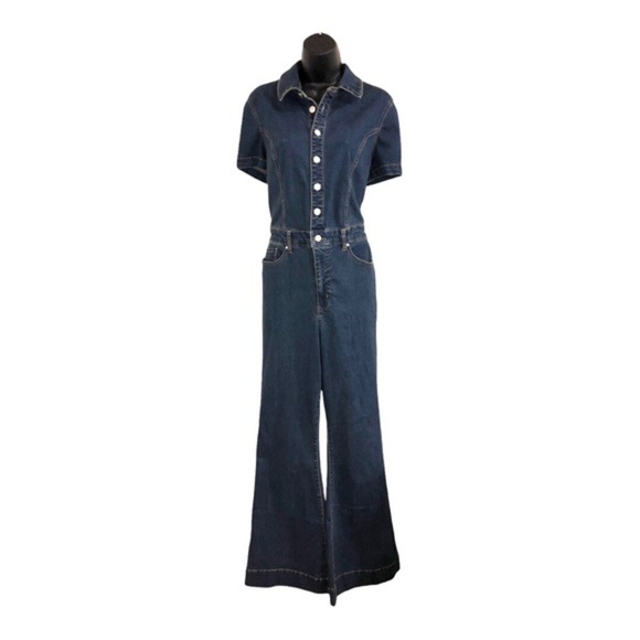 Jessica Simpson Pants - Jessica‎ Simpson blue denim flare leg Cammie ventura denim Jumpsuit size 5 new